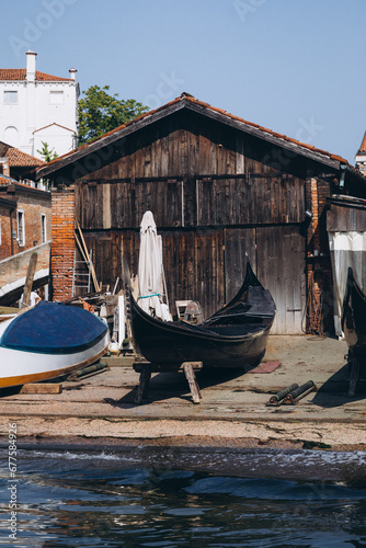 gondola repair station in Venice photo