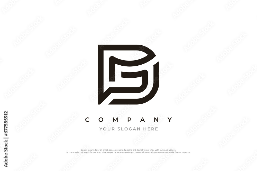 Initial Letter GD or DG Logo Design Vector - obrazy, fototapety, plakaty 