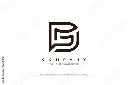 Initial Letter GD or DG Logo Design Vector