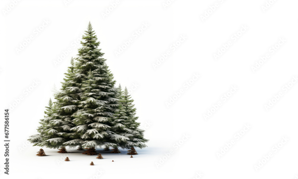 Christmas Tree with Beautiful Decorations, Surrounded by Gifts on a white Background