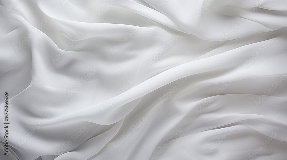 White Wrinkled Fabric Texture. Template for textile pattern presentation. Paper or fabric mockup.