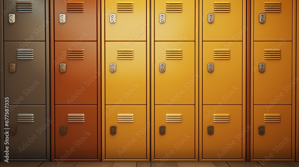 Generative AI, Row of high school lockers in the hallway, locker room.. Generative AI, Row of high school lockers in the hallway, locker room..