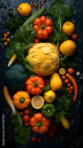 Vegetables isolated on  black background wallpaper