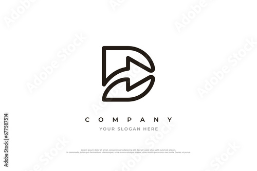 Letter D Arrow Logo Design Vector