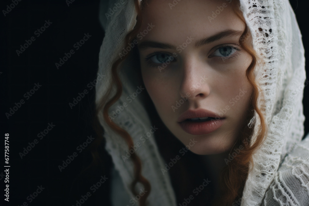Portrait of a Beautiful woman, excellent look and Colorful veil