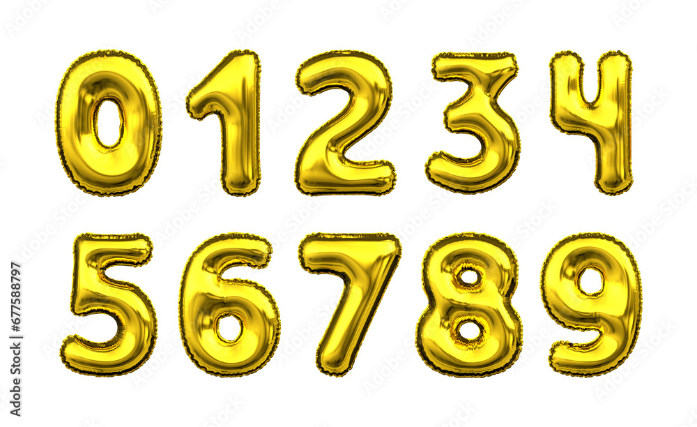 Alphabet. Set of gold foil 3d balloon numbers isolated on a transparent background. 3d illustration. png. Alphabet. Set of gold foil 3d balloon numbers isolated on a transparent background. 3d illustration. png.