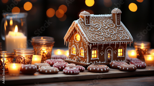 christmas candle in the window HD 8K wallpaper Stock Photographic Image 
