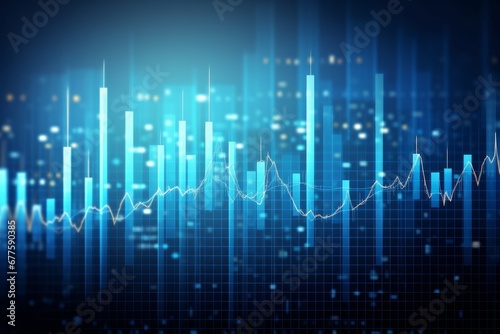 Blue financial chart and business trade investment in stock market abstract background. Economic and infographic concept. illustration, Generative AI