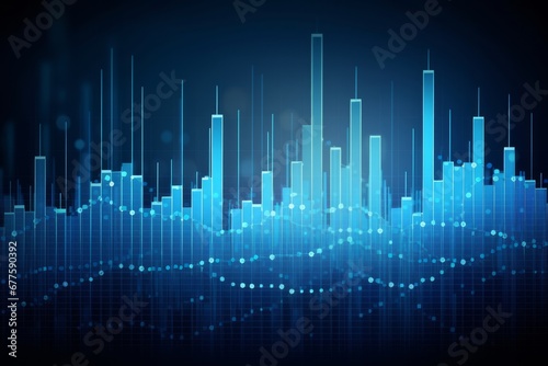 Blue financial chart and business trade investment in stock market abstract background. Economic and infographic concept.  illustration, Generative AI © Focal Imaging