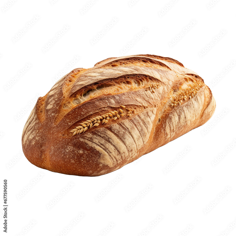 Delicious whole grain bread isolated on transparent background