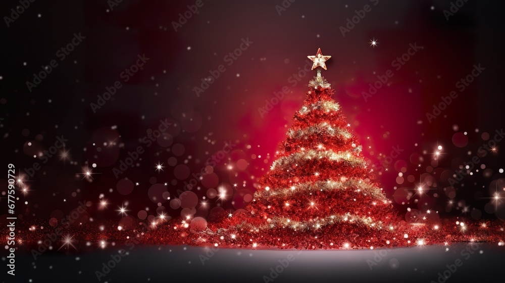 beautiful Christmas tree with Christmas lights, glass mosaic, shiny and glittery, dark Red background, copy space beautiful Christmas tree with Christmas lights, glass mosaic, shiny and glittery, dark Red background, copy space
