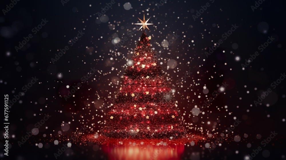 beautiful Christmas tree with Christmas lights, glass mosaic, shiny and glittery, dark Red background, copy space beautiful Christmas tree with Christmas lights, glass mosaic, shiny and glittery, dark Red background, copy space