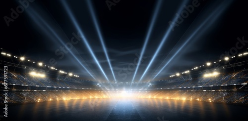 Stadium gold and blue light effect backgound  Generative AI