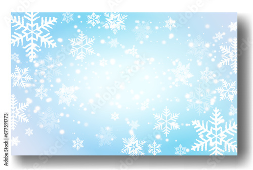 Cute falling snow flakes illustration. Wintertime speck frozen granules. Snowfall sky white teal blue wallpaper. Scattered snowflakes december theme. Snow hurricane landscape photo