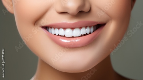 Young beautiful woman smiling  Oral hygiene concept  Close up.