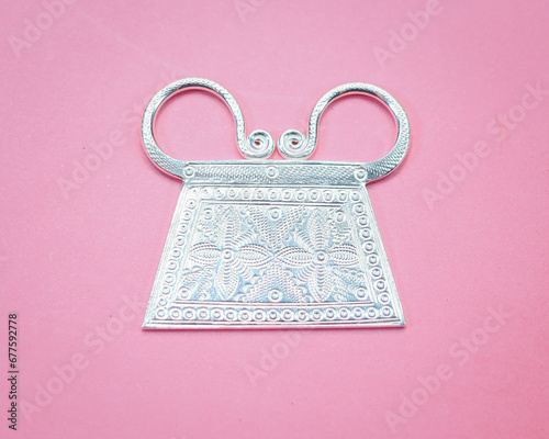 Hmong silver jewelry on black background, Handmade silver accessories