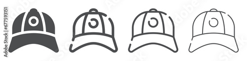 Set of baseball cap icons. Baseball hat symbol, sport cap. Vector.