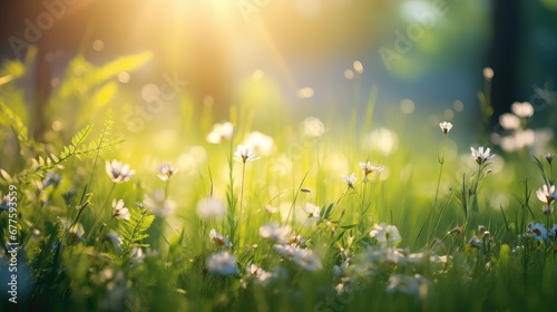 nature flower foliage sunlight sunlit illustration green field, meadow spring, plant background nature flower foliage sunlight sunlit © vectorwin