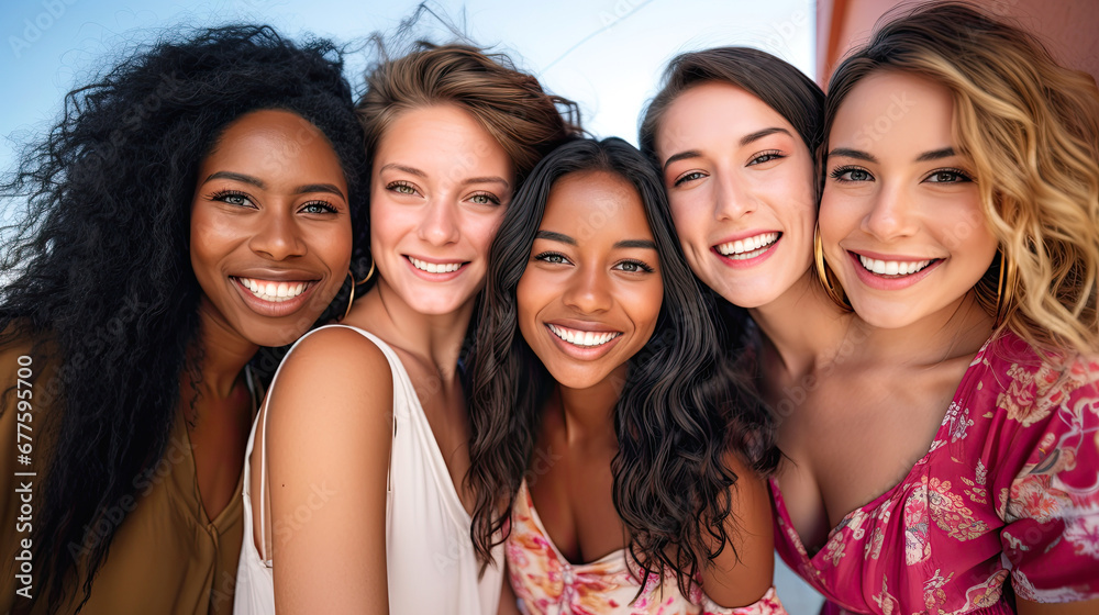Obraz premium Women of different ethnicities and places of origin united.