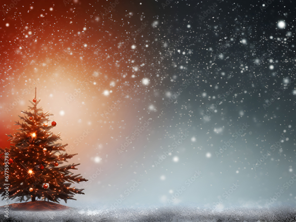 A Christmas tree illustration with a festive and sparkly blurred background. Ideal for Christmas cards. Horizontal print ready 4:3 ratio A Christmas tree illustration with a festive and sparkly blurred background. Ideal for Christmas cards. Horizontal print ready 4:3 ratio