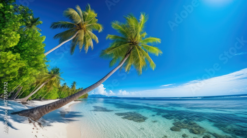 Idyllic tropical beach  bright day