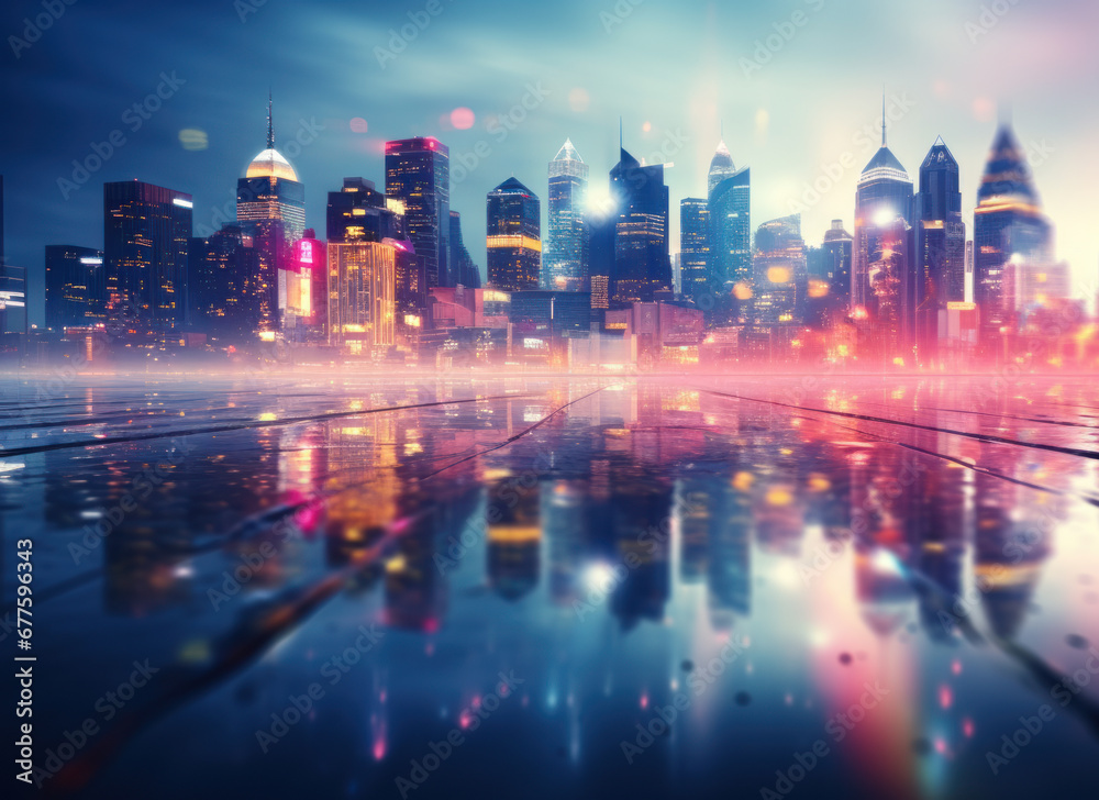 Dream-like cityscape with reflection