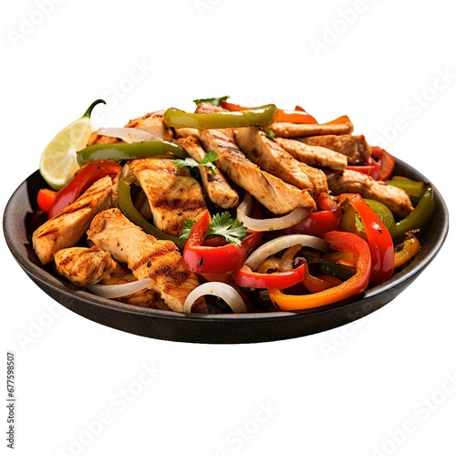 Chicken fajitas, transparent background, isolated image, generative AI