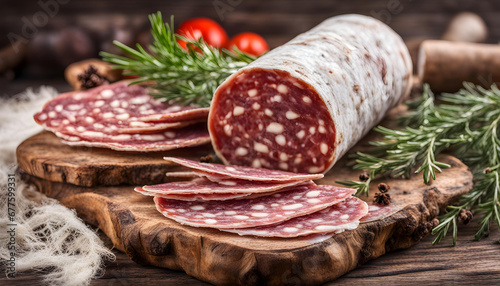 typical Italian salami seasoned with spices and herbs