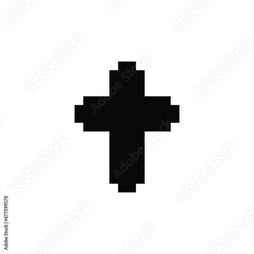 black cross isolated on white photo