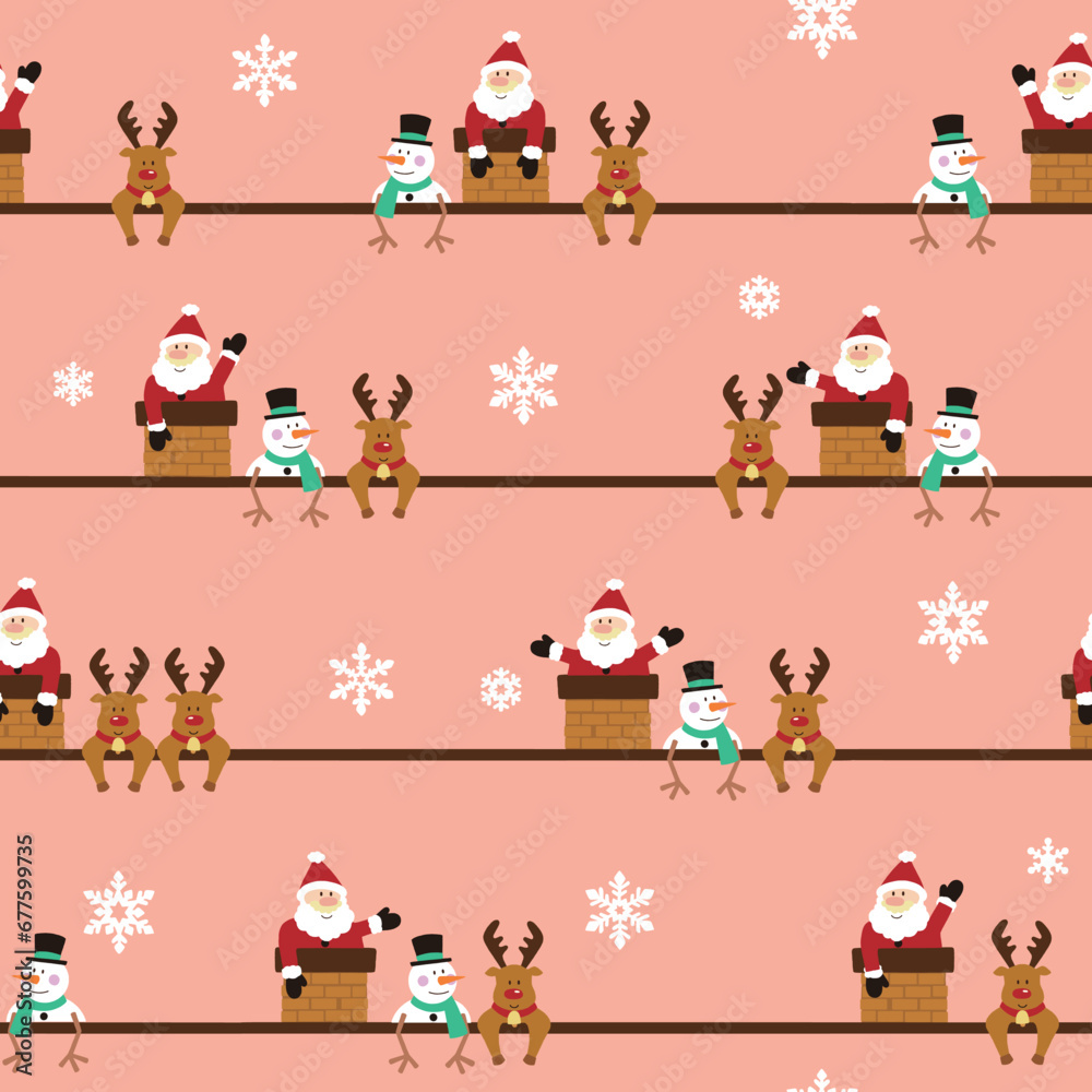 Naklejka premium Cute Santa Claus and Christmas image pattern,