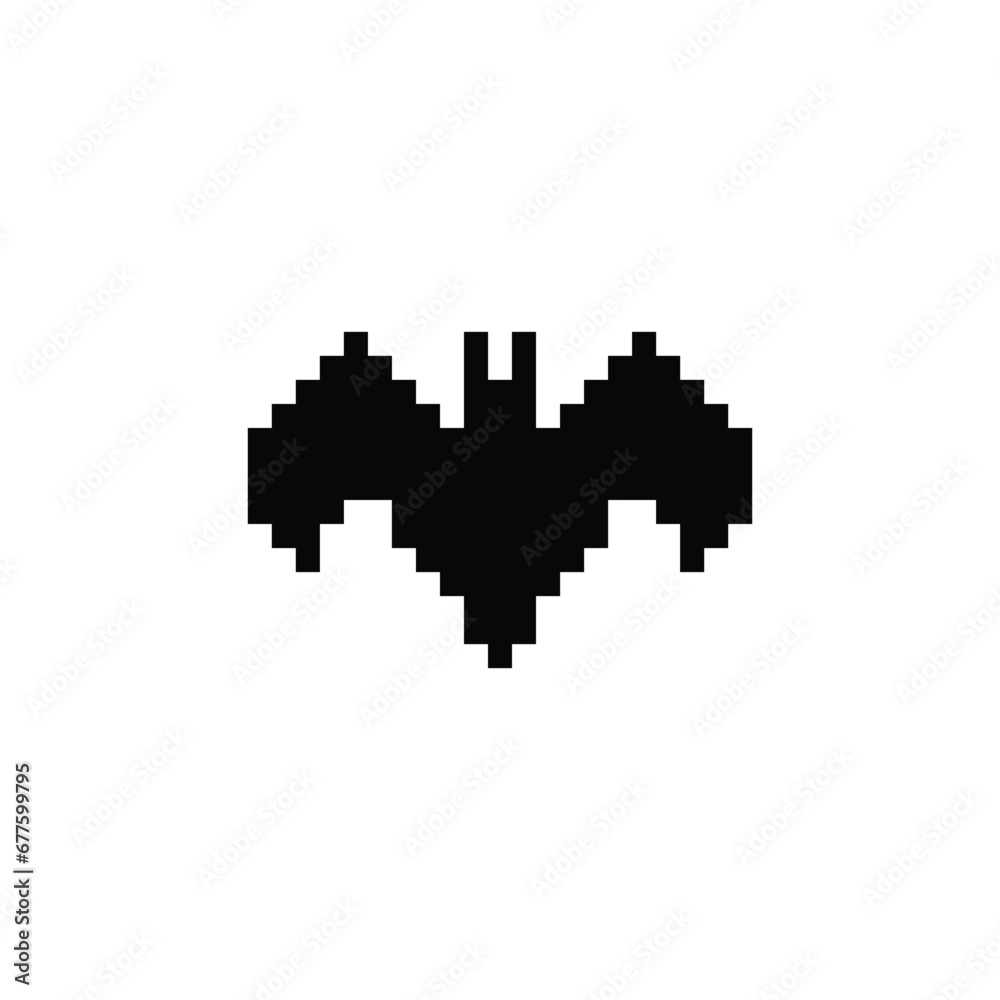 bat icon pixel, 8 bit on white background. element for design
