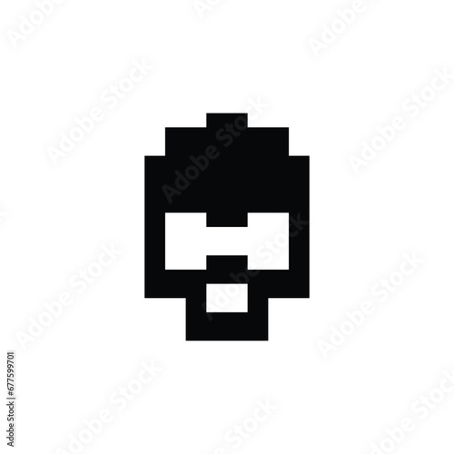 pixel art style icon, skull icon photo
