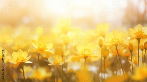 beautiful fresh yellow sunlight captivating illustration flora spring, beauty garden, blue sky beautiful fresh yellow sunlight captivating