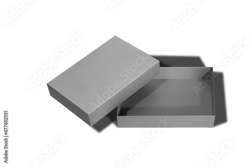 Foto Mockup of an open cardboard box with hard shadows.