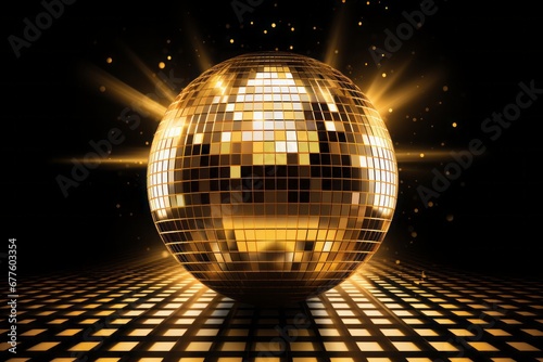Shiny gold disco ball for party celebration