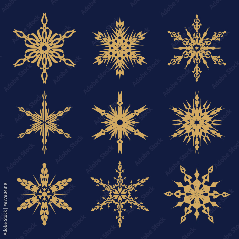 set of snowflakes set of snowflakes