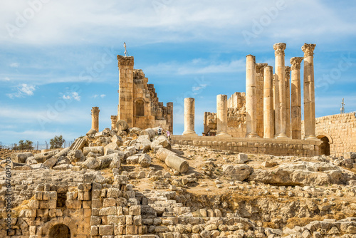 View at the Temple of Zeus in Archaeological complex of Jerash - Jordan