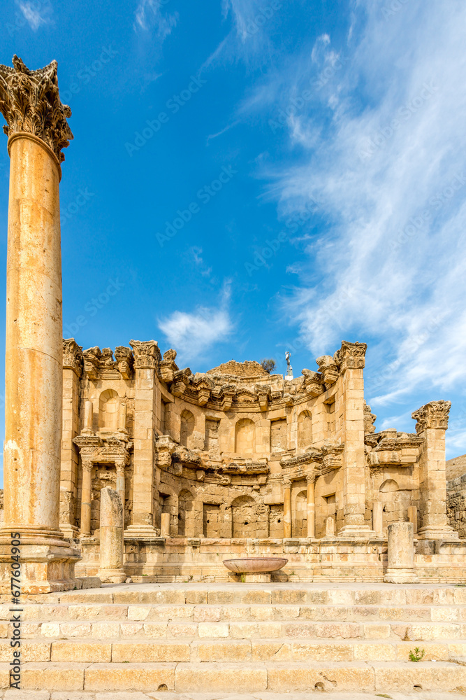 View at the Nymphaeum in Archaeological complex of Jerash - Jordan