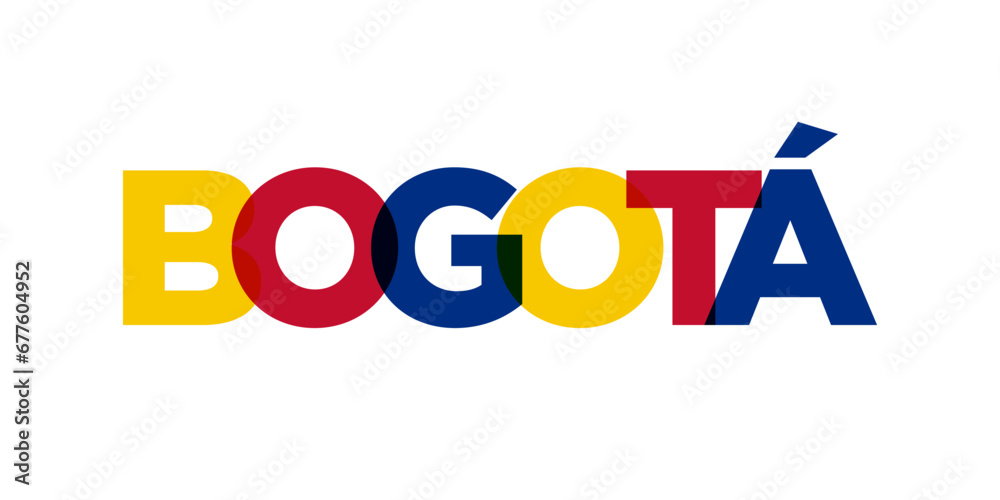 Bogota in the Colombia emblem. The design features a geometric style, vector illustration with bold typography in a modern font. The graphic slogan lettering. Bogota in the Colombia emblem. The design features a geometric style, vector illustration with bold typography in a modern font. The graphic slogan lettering.