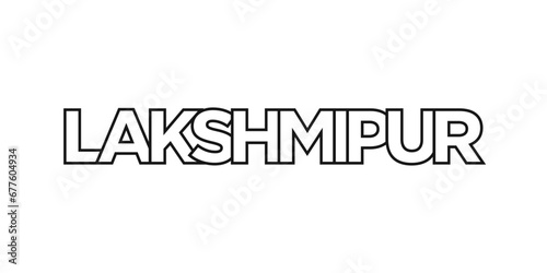 Lakshmipur in the Bangladesh emblem. The design features a geometric style, vector illustration with bold typography in a modern font. The graphic slogan lettering.