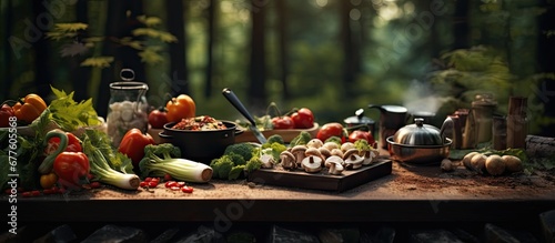In the summertime surrounded by the beauty of nature I love to cook delicious meals using fresh vegetables and natural ingredients while the scent of wood and autumn leaves fills the air in  photo