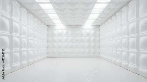 An Empty White Padded Soundproof Room Background photo
