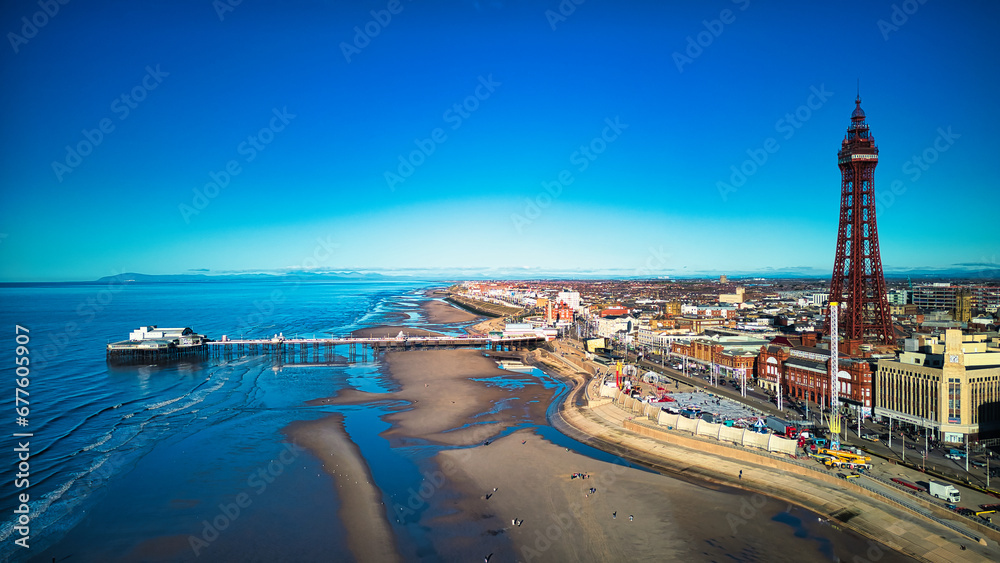 Beautiful aerial view of the pier in Blackpool