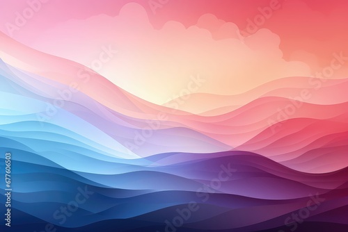 In a serene composition  a color gradient gracefully envelops the rhythmic patterns of ocean waves  creating a tranquil and visually immersive abstract background. Illustration