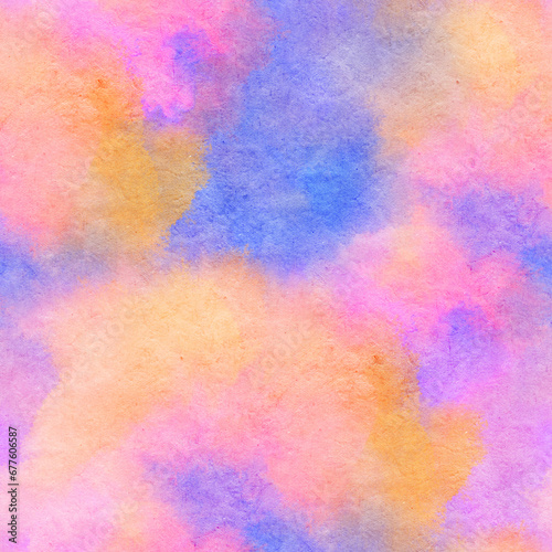Abstract seamless pattern with watercolor spots. Hand-drawn illustration.