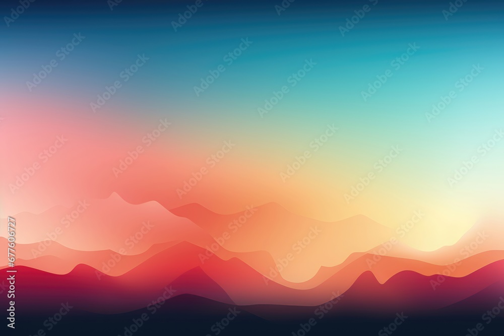 In a visually captivating composition, a color gradient bathes majestic mountains, creating an abstract background that combines vibrant hues with the rugged beauty of nature. Illustration