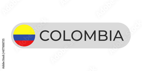 Colombia flag with text transparent background file format png, colombia text lettering template illustration for tittle design, Colombia country with circle flag