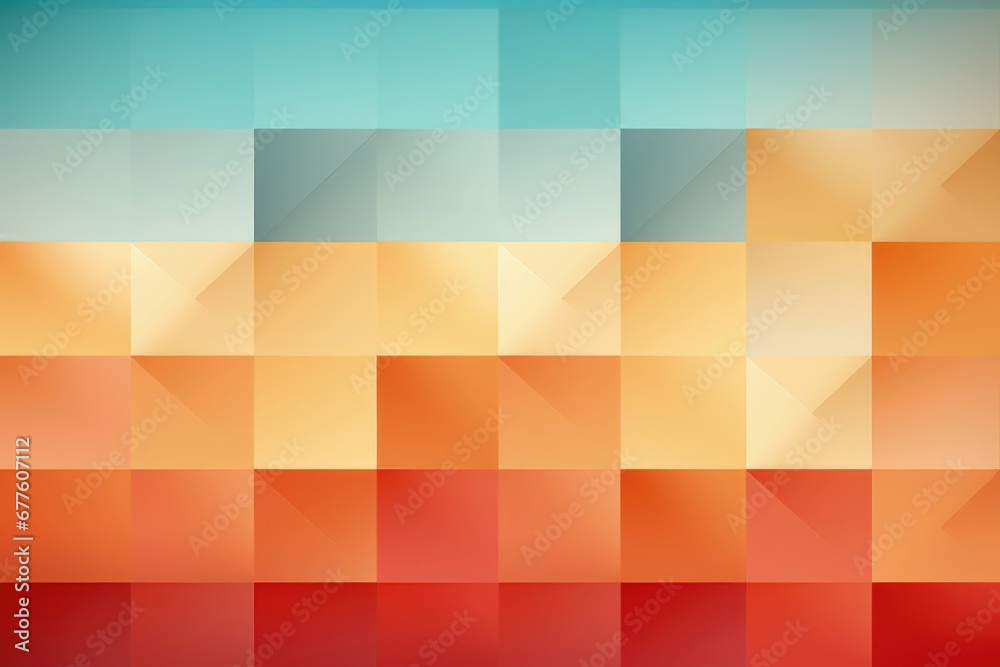 A seamless color gradient interacts with a pattern of squares, creating an abstract background that captivates with its harmonious blend of hues and geometric precision. Illustration A seamless color gradient interacts with a pattern of squares, creating an abstract background that captivates with its harmonious blend of hues and geometric precision. Illustration