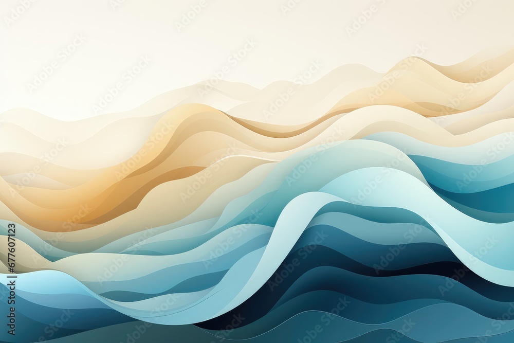 In a visually dynamic composition, a seamless color gradient gracefully captures the rhythmic patterns of waves. Illustration