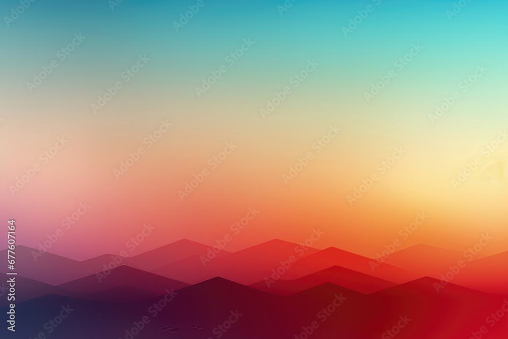 In a visually captivating composition, a seamless color gradient bathes majestic mountains. Illustration